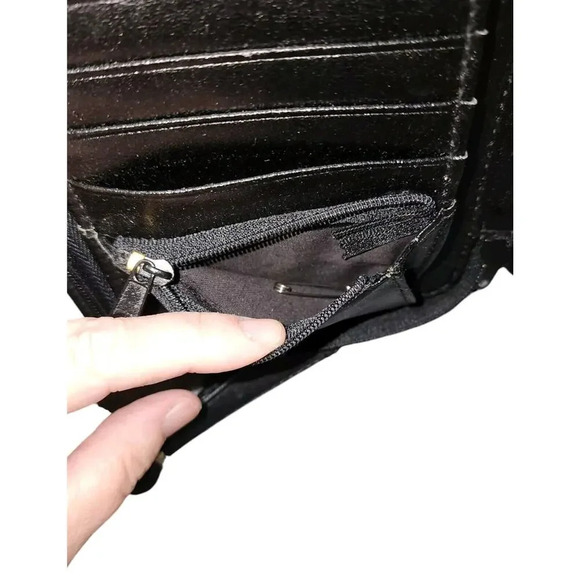 Rosetti Leather Black Crossbody Purse Handbag With Checkbook Cover - Picture 9 of 11